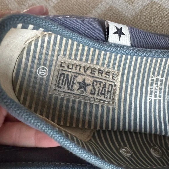Converse One Star Canvas Wedge Sneakers Blue Shoes Casual Streetwear Size 10 - Picture 6 of 8
